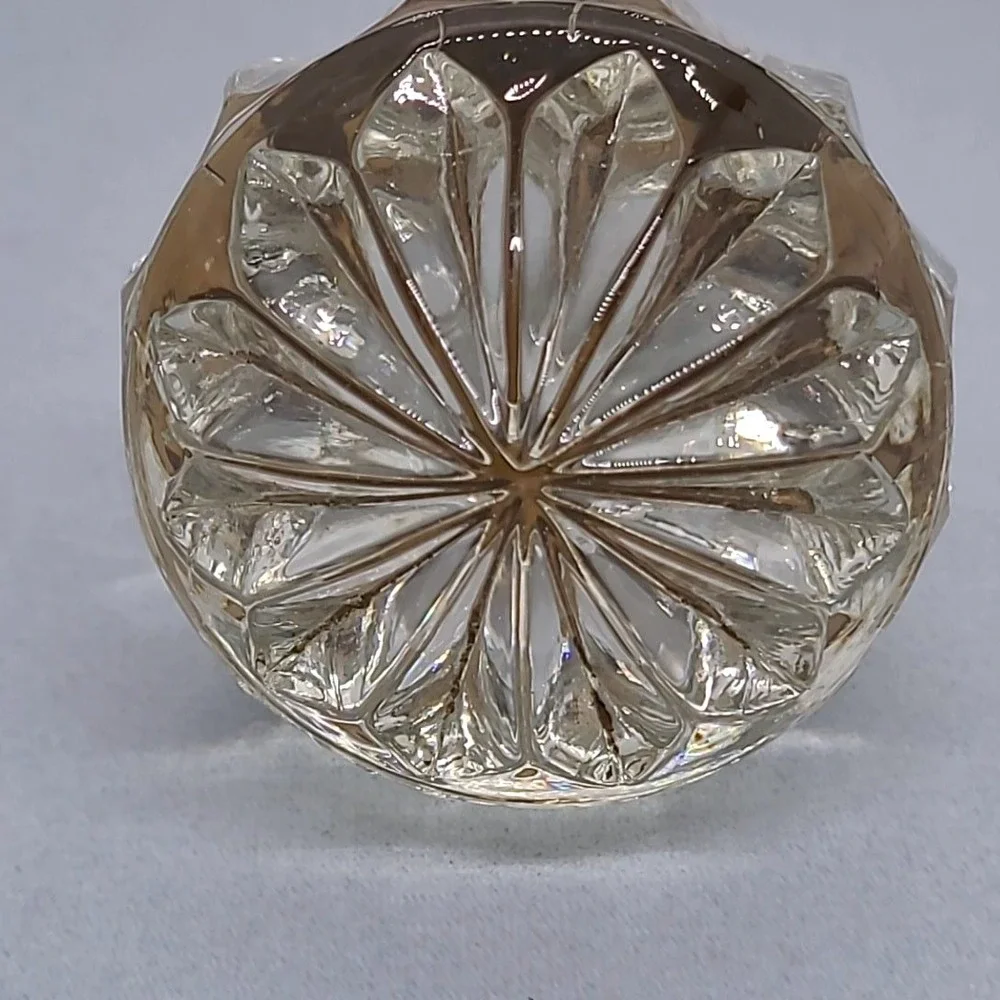 Vintage Glass Bottle Stopper Clear Ribbed Round Replacement Cork Top 3 Inch
